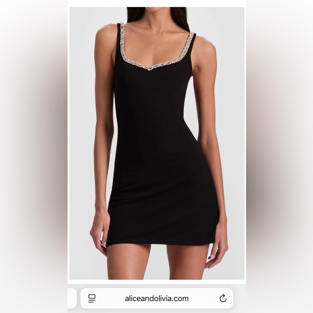 NWT🌷Alice & Olivia (NEW in store!) Eve Embellished Trim Mini Dress